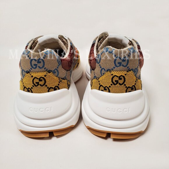 GUCCI SNEAKERS RHYTON GG LOGO MULTICOLOR CANVAS SHOES sz 8.5 9 - Picture 12 of 15